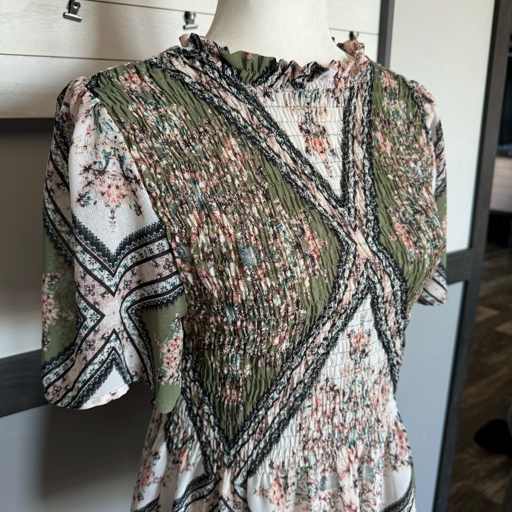 SWEET RAIN woman’s floral blouse cap short sleeve pelpum size large - Picture 6 of 12